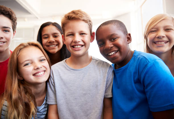 School kids smiling